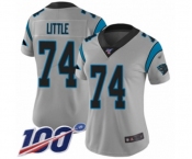 Women's Carolina Panthers #74 Greg Little Silver Inverted Legend Limited 100th Season Football Jersey