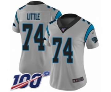 Women's Carolina Panthers #74 Greg Little Silver Inverted Legend Limited 100th Season Football Jersey