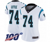 Women's Carolina Panthers #74 Greg Little White Vapor Untouchable Limited Player 100th Season Football Jersey