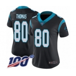 Women's Carolina Panthers #80 Ian Thomas Black Team Color Vapor Untouchable Limited Player 100th Season Football Jersey