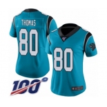 Women's Carolina Panthers #80 Ian Thomas Blue Alternate Vapor Untouchable Limited Player 100th Season Football Jersey