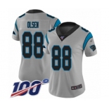 Women's Carolina Panthers #88 Greg Olsen Silver Inverted Legend Limited 100th Season Football Jersey