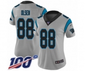 Women's Carolina Panthers #88 Greg Olsen Silver Inverted Legend Limited 100th Season Football Jersey