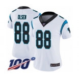 Women's Carolina Panthers #88 Greg Olsen White Vapor Untouchable Limited Player 100th Season Football Jersey