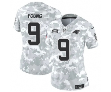 Women's Carolina Panthers #9 Bryce Young 2024 F.U.S.E Arctic Camo Salute To Service Limited Stitched Football Jersey