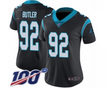 Women's Carolina Panthers #92 Vernon Butler Black Team Color Vapor Untouchable Limited Player 100th Season Football Jersey