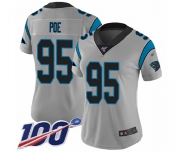 Women's Carolina Panthers #95 Dontari Poe Silver Inverted Legend Limited 100th Season Football Jersey