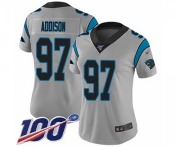 Women's Carolina Panthers #97 Mario Addison Silver Inverted Legend Limited 100th Season Football Jersey