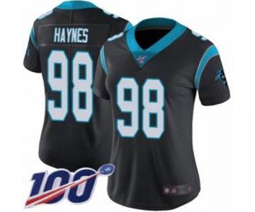 Women's Carolina Panthers #98 Marquis Haynes Black Team Color Vapor Untouchable Limited Player 100th Season Football Jersey