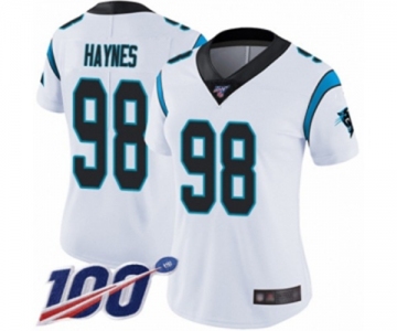 Women's Carolina Panthers #98 Marquis Haynes White Vapor Untouchable Limited Player 100th Season Football Jersey