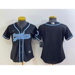 Women's Carolina Panthers Blank Black With Patch Cool Base Stitched Baseball Jersey