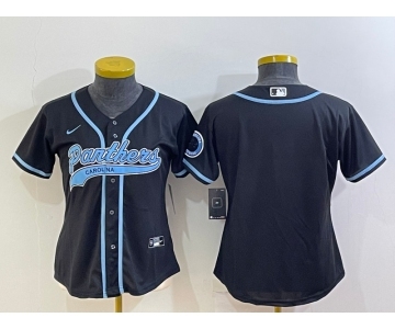 Women's Carolina Panthers Blank Black With Patch Cool Base Stitched Baseball Jersey