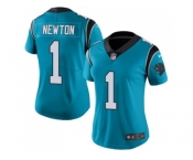 Women's Nike Carolina Panthers #1 Cam Newton Blue Stitched NFL Limited Rush Jersey