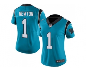 Women's Nike Carolina Panthers #1 Cam Newton Blue Stitched NFL Limited Rush Jersey