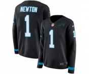 Women's Nike Carolina Panthers #1 Cam Newton Limited Black Therma Long Sleeve NFL Jersey