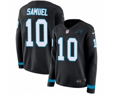 Women's Nike Carolina Panthers #10 Curtis Samuel Limited Black Therma Long Sleeve NFL Jersey