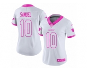 Women's Nike Carolina Panthers #10 Curtis Samuel Limited White Pink Rush Fashion NFL Jersey