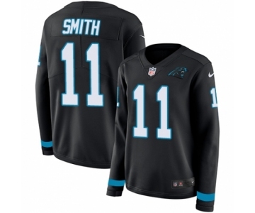 Women's Nike Carolina Panthers #11 Torrey Smith Limited Black Therma Long Sleeve NFL Jersey