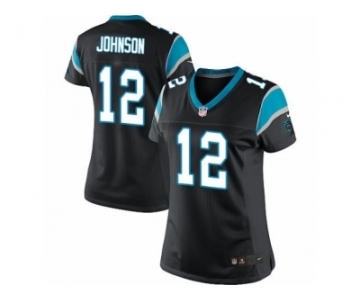 Women's Nike Carolina Panthers #12 Charles Johnson Limited Black Team Color NFL Jersey