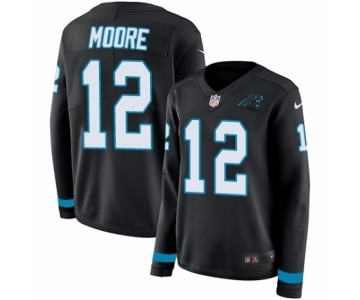 Women's Nike Carolina Panthers #12 DJ Moore Limited Black Therma Long Sleeve NFL Jersey