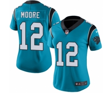 Women's Nike Carolina Panthers #12 DJ Moore Limited Blue Rush Vapor Untouchable NFL Jersey