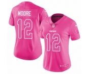 Women's Nike Carolina Panthers #12 DJ Moore Limited Pink Rush Fashion NFL Jersey