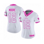 Women's Nike Carolina Panthers #12 DJ Moore Limited White Pink Rush Fashion NFL Jersey