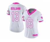 Women's Nike Carolina Panthers #13 Kelvin Benjamin White Pink Stitched NFL Limited Rush Fashion Jersey