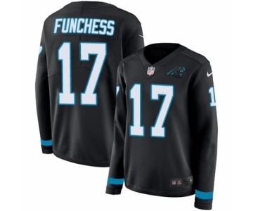 Women's Nike Carolina Panthers #17 Devin Funchess Limited Black Therma Long Sleeve NFL Jersey