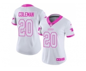 Women's Nike Carolina Panthers #20 Kurt Coleman White Pink Stitched NFL Limited Rush Fashion Jersey