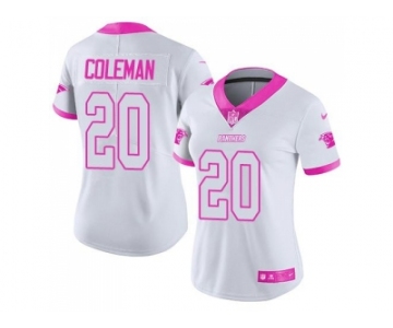 Women's Nike Carolina Panthers #20 Kurt Coleman White Pink Stitched NFL Limited Rush Fashion Jersey