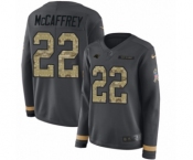 Women's Nike Carolina Panthers #22 Christian McCaffrey Limited Black Salute to Service Therma Long Sleeve NFL Jersey