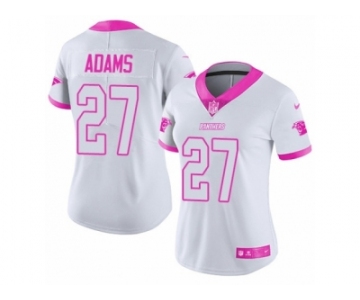 Women's Nike Carolina Panthers #27 Mike Adams Limited White Pink Rush Fashion NFL Jersey