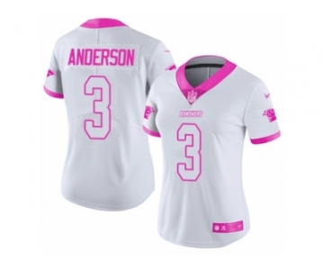 Women's Nike Carolina Panthers #3 Derek Anderson Limited White Pink Rush Fashion NFL Jersey