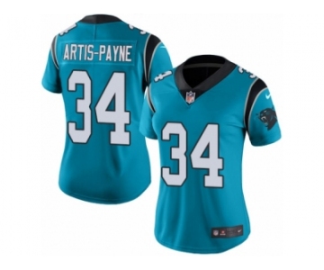 Women's Nike Carolina Panthers #34 Cameron Artis-Payne Limited Blue Rush NFL Jersey