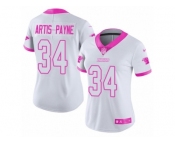 Women's Nike Carolina Panthers #34 Cameron Artis-Payne Limited White Pink Rush Fashion NFL Jersey