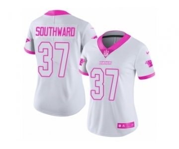 Women's Nike Carolina Panthers #37 Dezmen Southward Limited White Pink Rush Fashion NFL Jersey