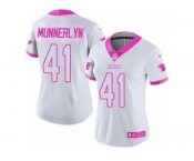 Women's Nike Carolina Panthers #41 Captain Munnerlyn Limited White Pink Rush Fashion NFL Jersey