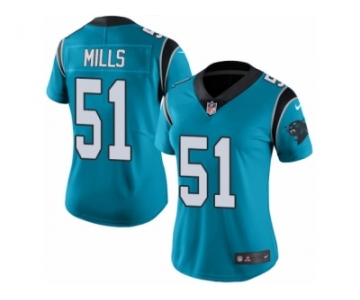 Women's Nike Carolina Panthers #51 Sam Mills Limited Blue Rush NFL Jersey