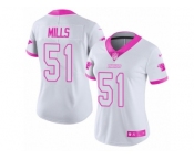 Women's Nike Carolina Panthers #51 Sam Mills Limited White Pink Rush Fashion NFL Jersey