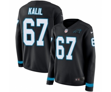 Women's Nike Carolina Panthers #67 Ryan Kalil Limited Black Therma Long Sleeve NFL Jersey