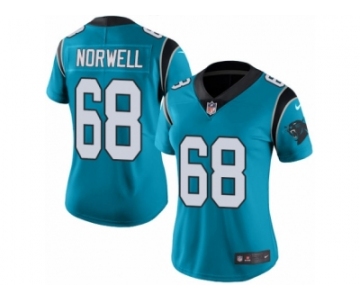 Women's Nike Carolina Panthers #68 Andrew Norwell Limited Blue Rush NFL Jersey