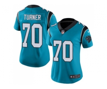 Women's Nike Carolina Panthers #70 Trai Turner Blue Stitched NFL Limited Rush Jersey