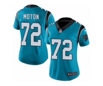 Women's Nike Carolina Panthers #72 Taylor Moton Limited Blue Rush NFL Jersey