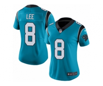 Women's Nike Carolina Panthers #8 Andy Lee Limited Blue Rush NFL Jersey