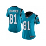 Women's Nike Carolina Panthers #81 Kevin Norwood Limited Blue Rush NFL Jersey