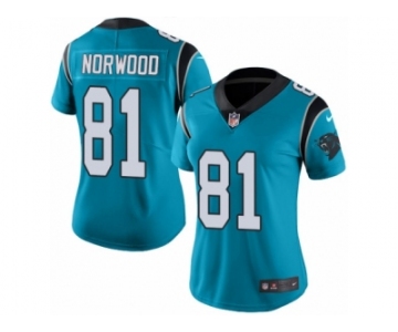 Women's Nike Carolina Panthers #81 Kevin Norwood Limited Blue Rush NFL Jersey