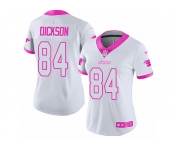 Women's Nike Carolina Panthers #84 Ed Dickson Limited White Pink Rush Fashion NFL Jersey