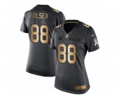 Women's Nike Carolina Panthers #88 Greg Olsen Limited Black Gold Salute to Service NFL Jersey