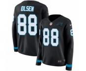 Women's Nike Carolina Panthers #88 Greg Olsen Limited Black Therma Long Sleeve NFL Jersey